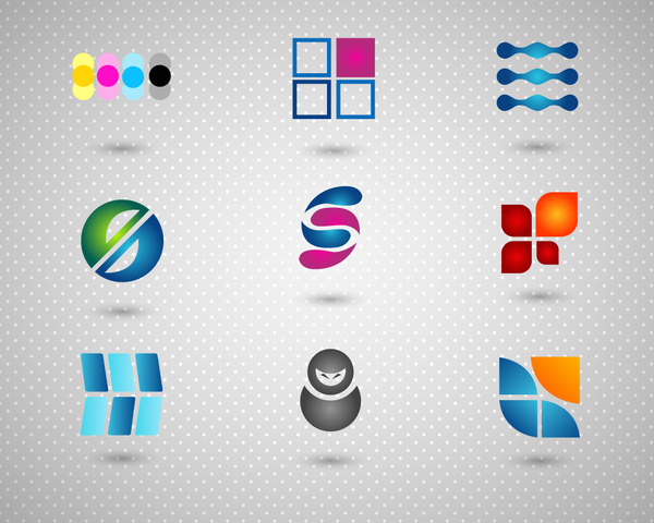 Logo-Design-Elemente mit bunten Illustrationen