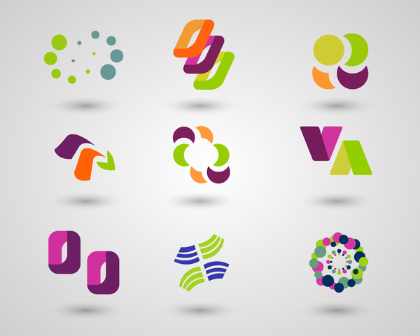 elemen desain logo dengan ilustrasi berbentuk yang berwarna-warni