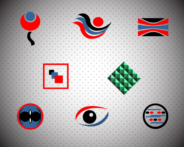 elemen desain logo dengan berbagai bentuk berwarna ilustrasi