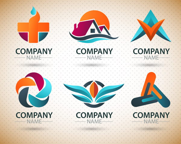 Logo Design Elements With Various Shapes Illustration