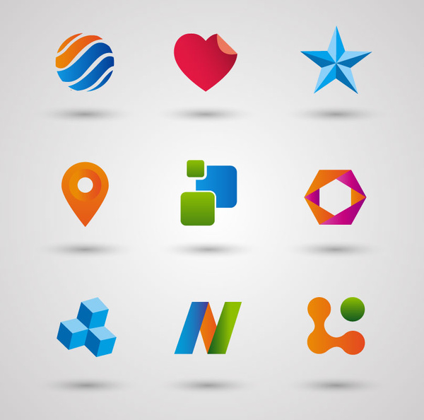 elementos de design de logotipo com ilustração de formas diferentes