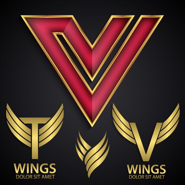 翼のイラストとロゴのデザイン要素