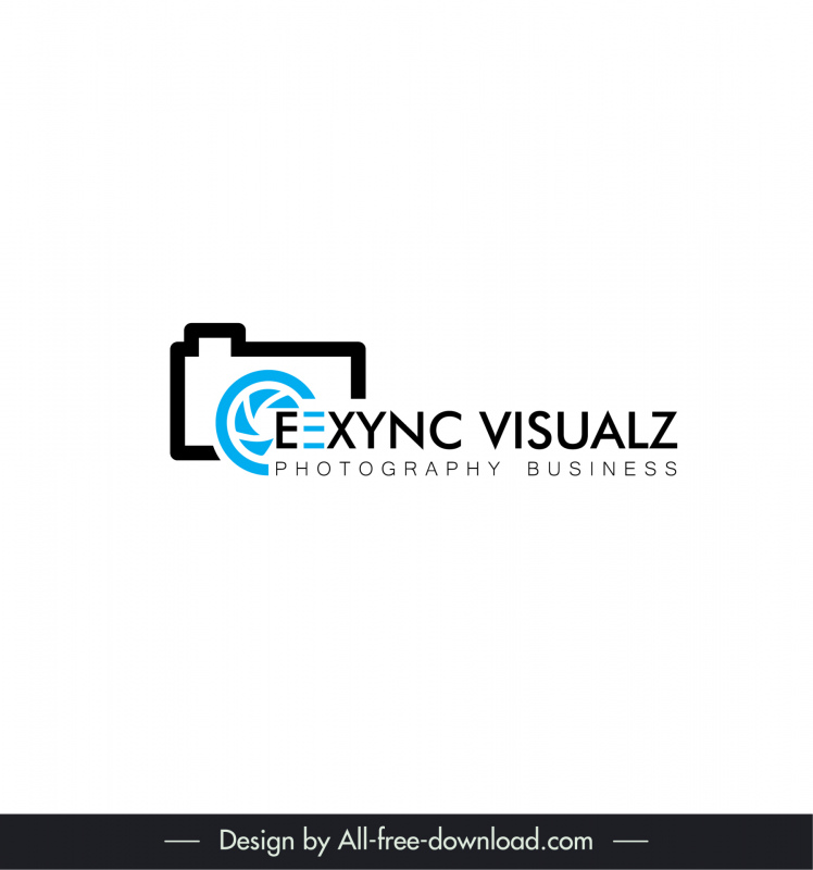 design logotipo para o negócio de fotografia ceexync visualz modelo plano câmera esboço de textos