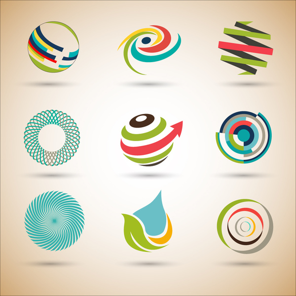 desain logo set dengan ilustrasi abstrak