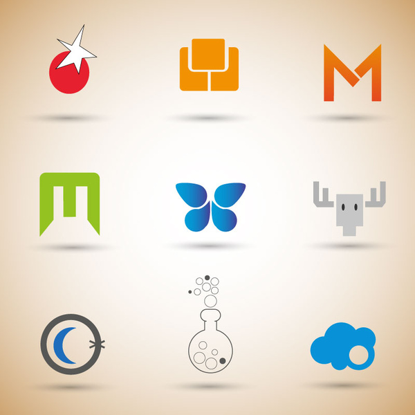 Logo-Design-sets mit verschiedenen farbigen Entwurf