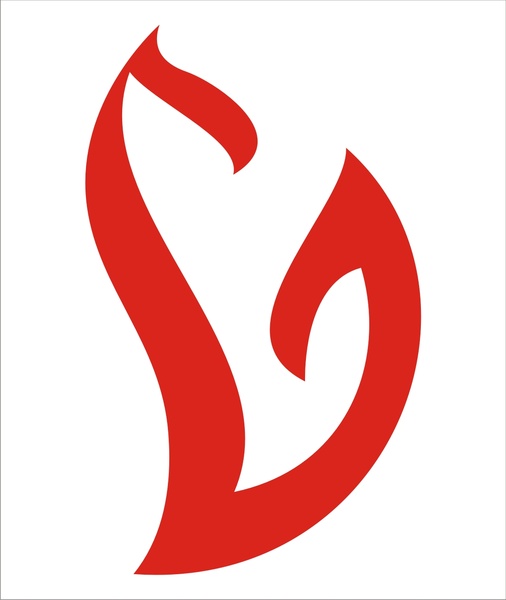 赤い火を抽象したロゴデザイン