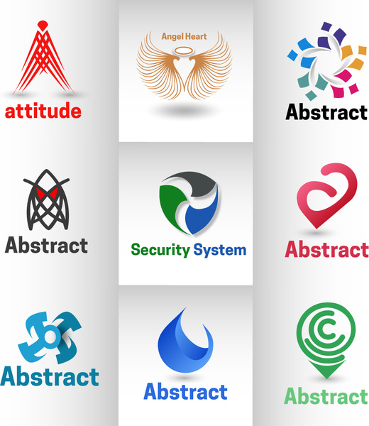 desain logo dengan berbagai bentuk abstrak ilustrasi