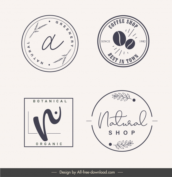 modelos de etiqueta logotipo simples esboço plano clássico