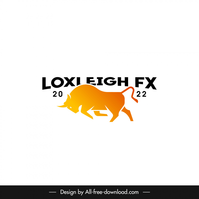 Logo Loxleigh FX Vorlage Flache Silhouette Dynamische Büffel Umriss