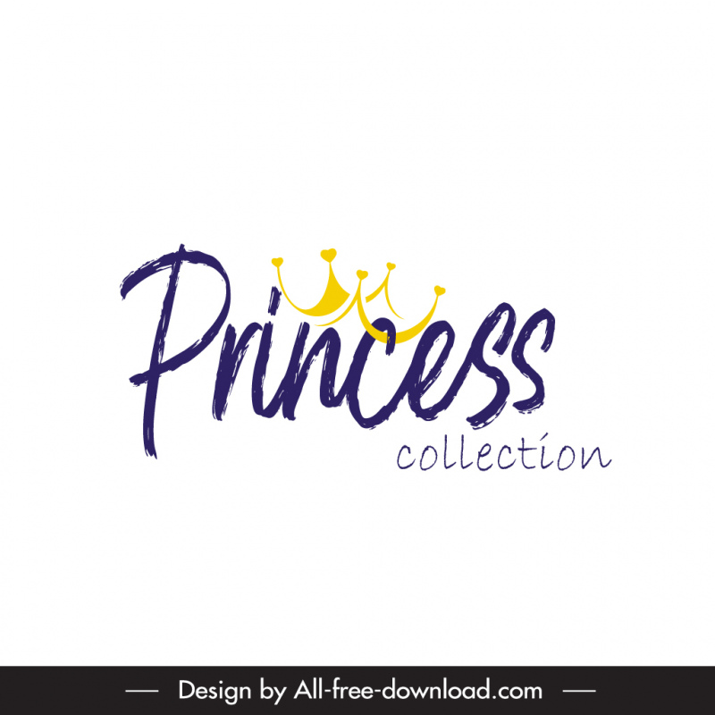 Logo Princess Retro Crown Caligrafía Boceto
