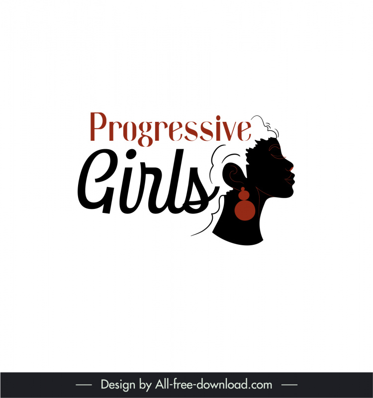 logo progressive girls plantilla silueta diseño textos decoración