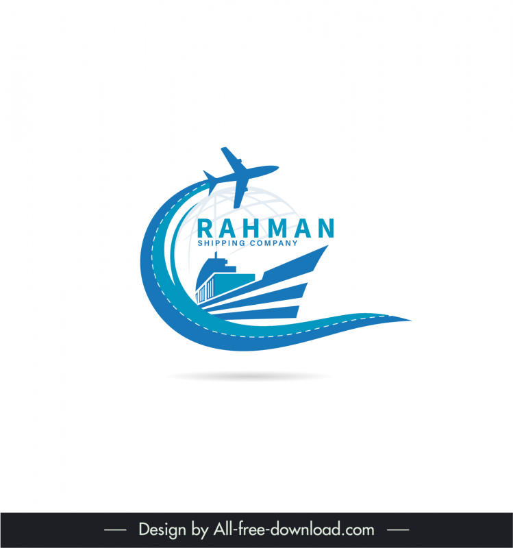 logotipo rahman modelo dinâmico avião navio globo esboço