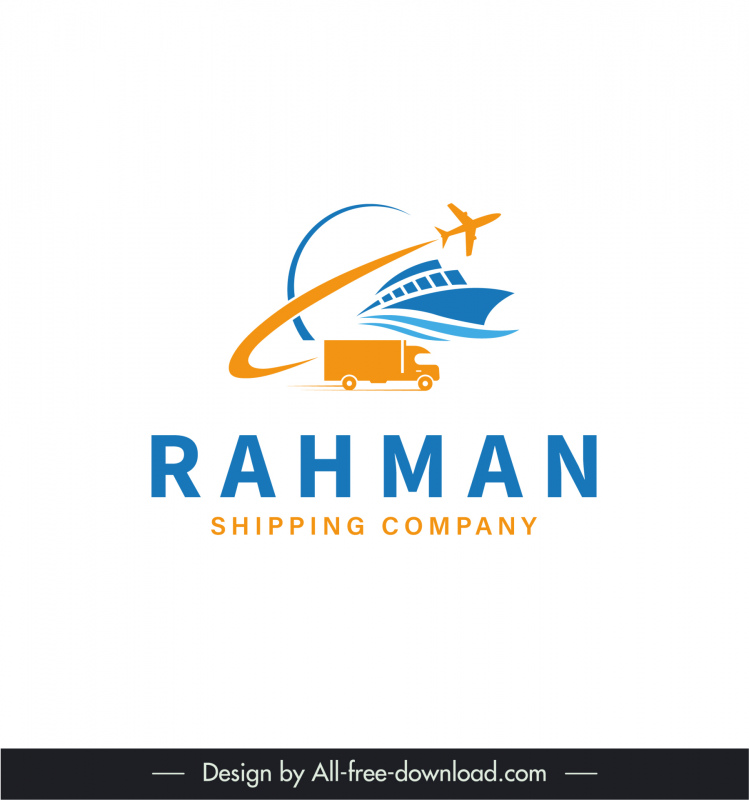 Logo Rahman Vorlage Dynamischer LKW Flugzeug Schiff Skizze