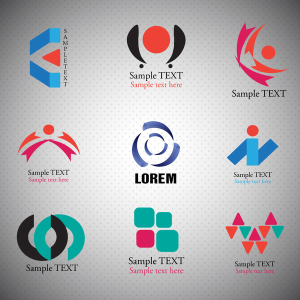 conjuntos de logo design com estilo abstrato colorido