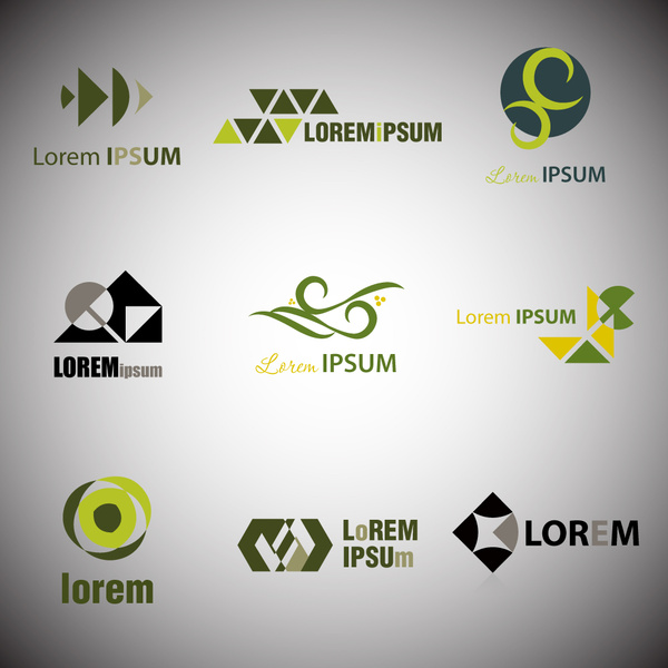 conjuntos de logo design com estilo abstrato de cor escura
