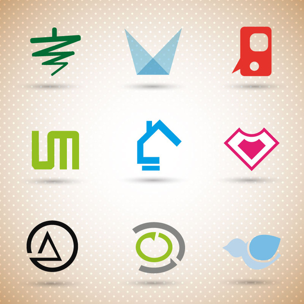 conjuntos de logo design com ilustração abstrata