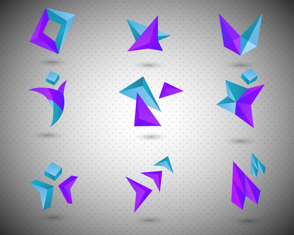 set Logo desain dengan kombinasi biru dan ungu