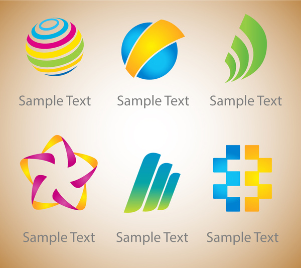 conjuntos de logo design com cores brilhantes