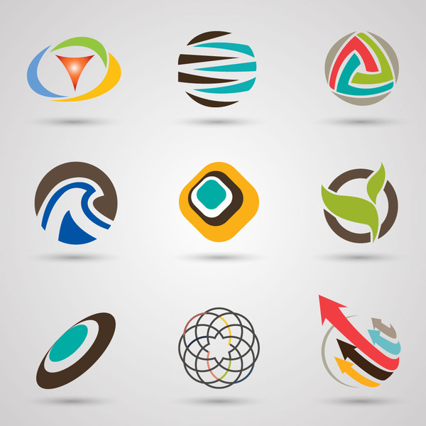 Logo setleri tasarım ile soyut daire tarzı renkli