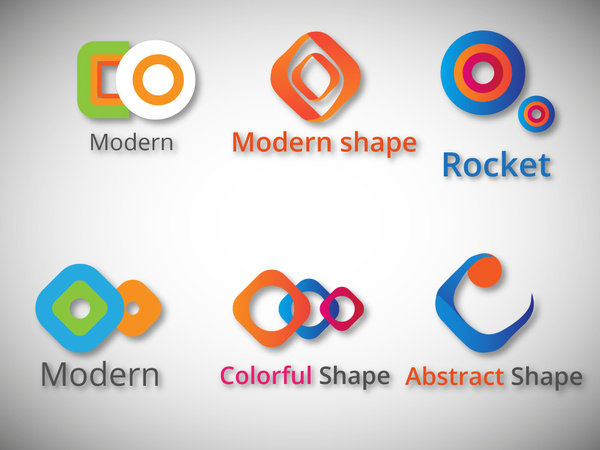 conjuntos de logo design com formas abstratas modernas coloridas