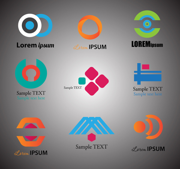 conjuntos de logo design com estilo abstrato moderno