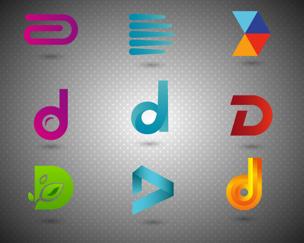 set Logo desain dengan bentuk dan gaya abjad
