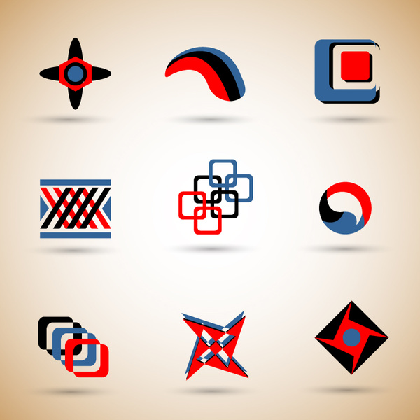 conjuntos de logo design com ilustração simétrica