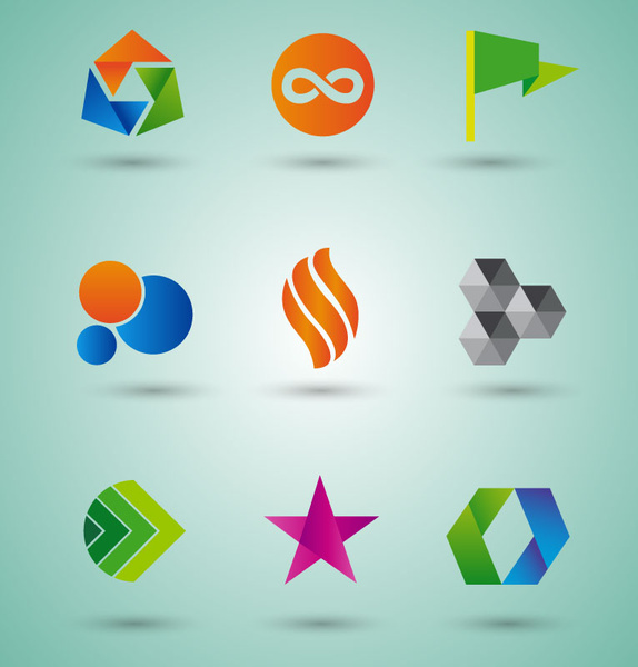 set Logo desain dengan berbagai bentuk