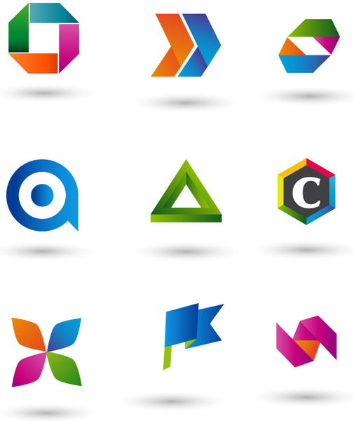 conjuntos de logo design com várias formas e cores