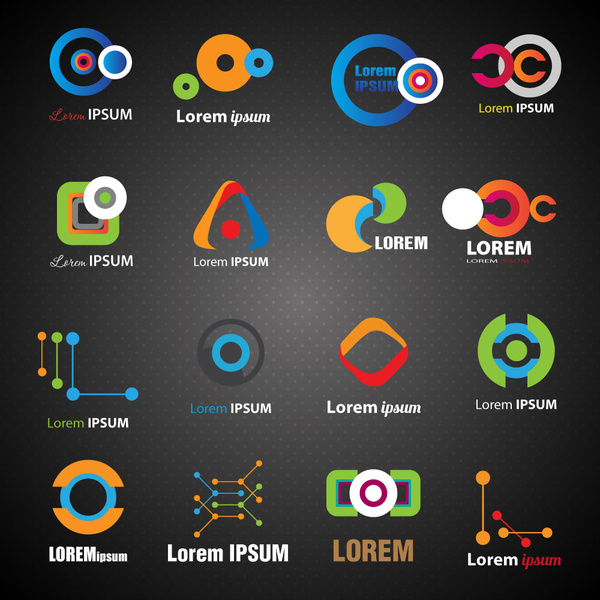 Logo множеств векторные иллюстрации с цветной абстрактный стиль