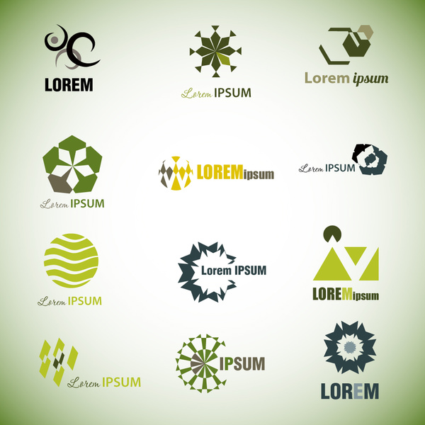 Logo-sets mit abstrakten Stil auf hellem Hintergrund