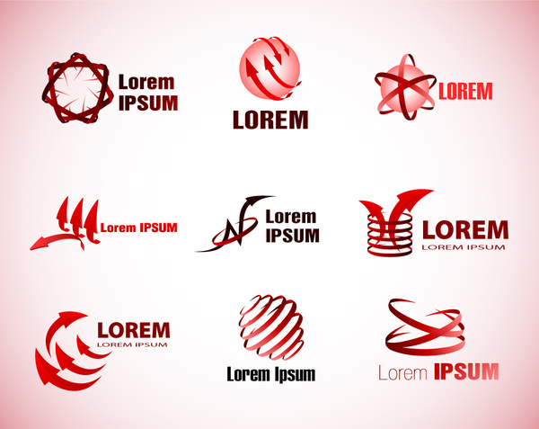 Logo-sets mit abstrakten Stil auf rosa Hintergrund