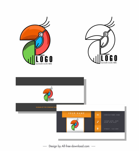 логотип шаблон абстрактный попугай эмблема плоский геометрический дизайн