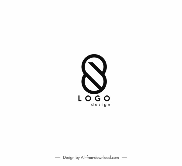 modello di logo astratto forma piatta nero bianco design