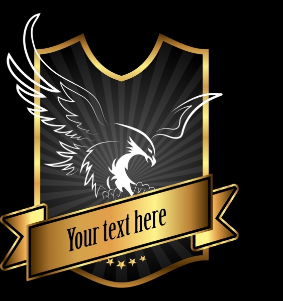 Logo-Vorlage Adler Symbol golden glänzenden Schild design