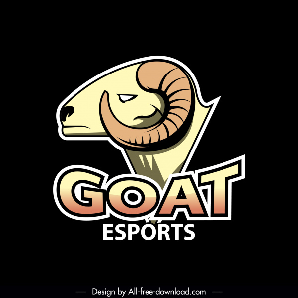 logo template sketsa kepala kambing berwarna desain datar