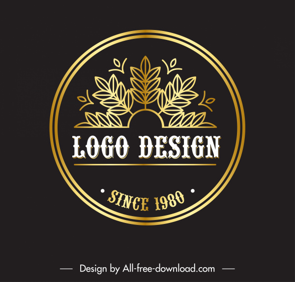 Logo-Vorlage goldene flache Blätter Dekor