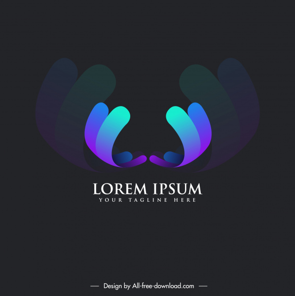 template logo modern berwarna simetris 3D bentuk abstrak