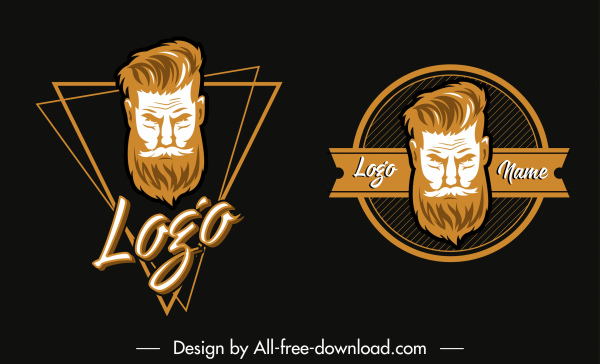 plantillas de logotipo barba hombre cara boceto decoración geométrica