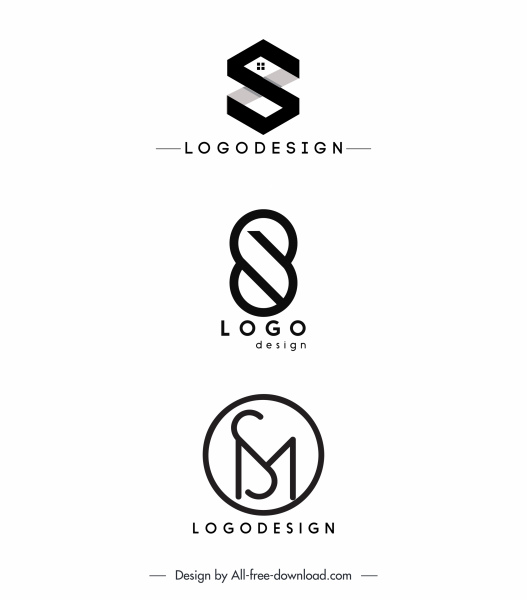 Logo-Vorlagen schwarz weiß flache Formen