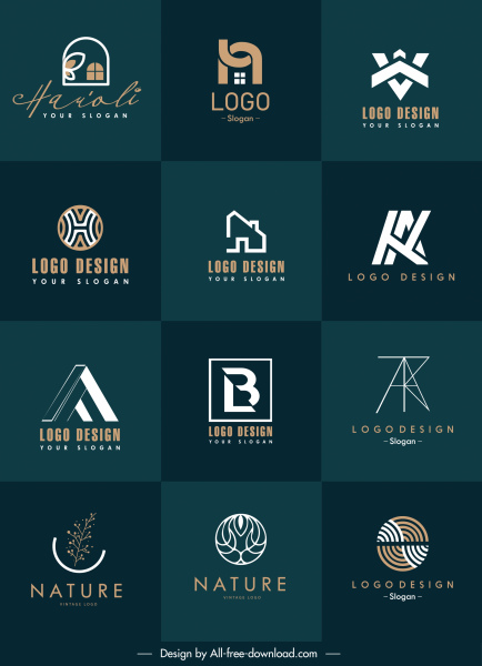 colección de plantillas de logotipos flat shapes sketch