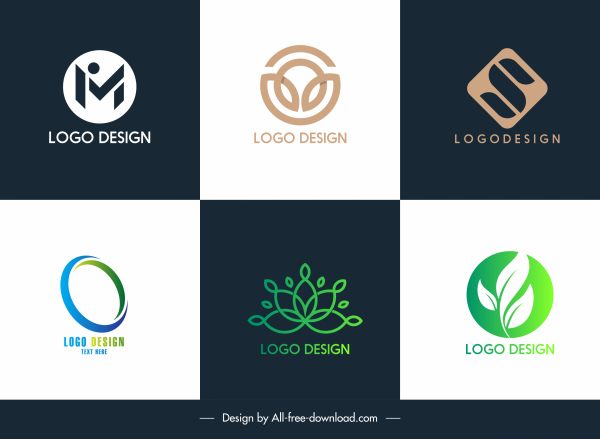 logo şablonları modern metin yaprağı şekilleri çizimi