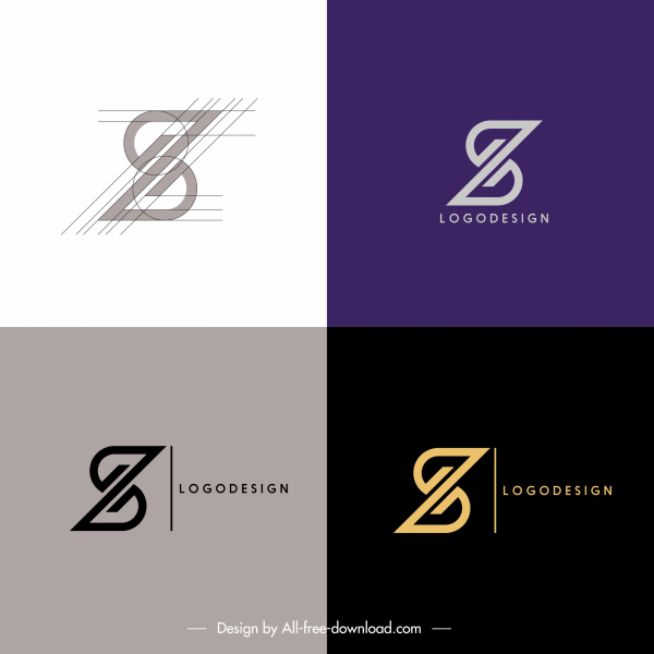 plantillas de logotipo simétricas z formas boceto