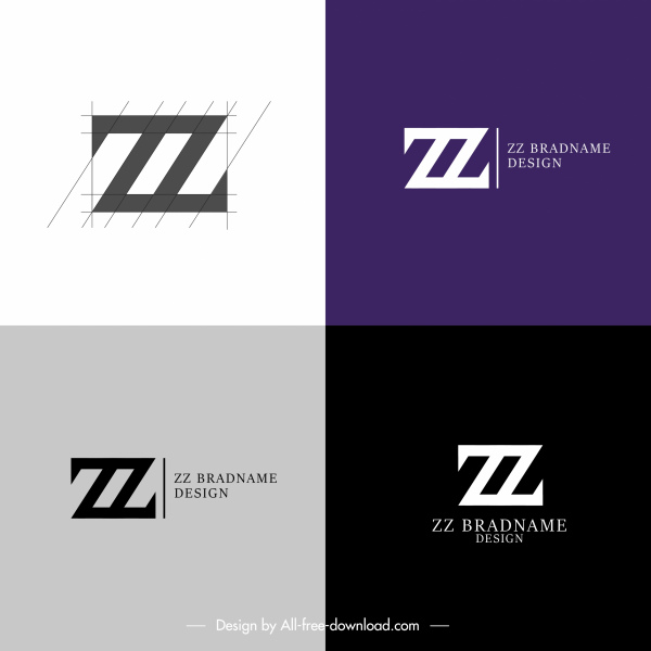 шаблоны логотипа z формы эскиз плоский современный