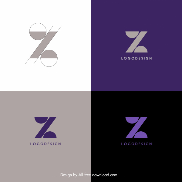 modelos de logotipo z formas esboço design simétrico plano