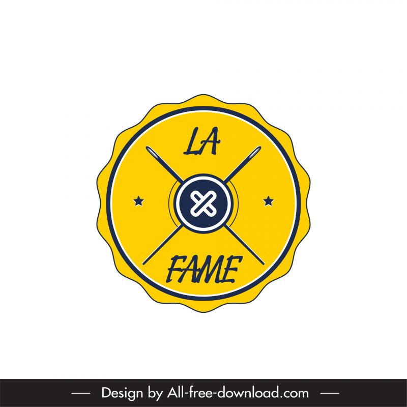 Logo X La Fame Clothing Logo Template Flat Classical Symmetric Design Sewing Tools Sketch