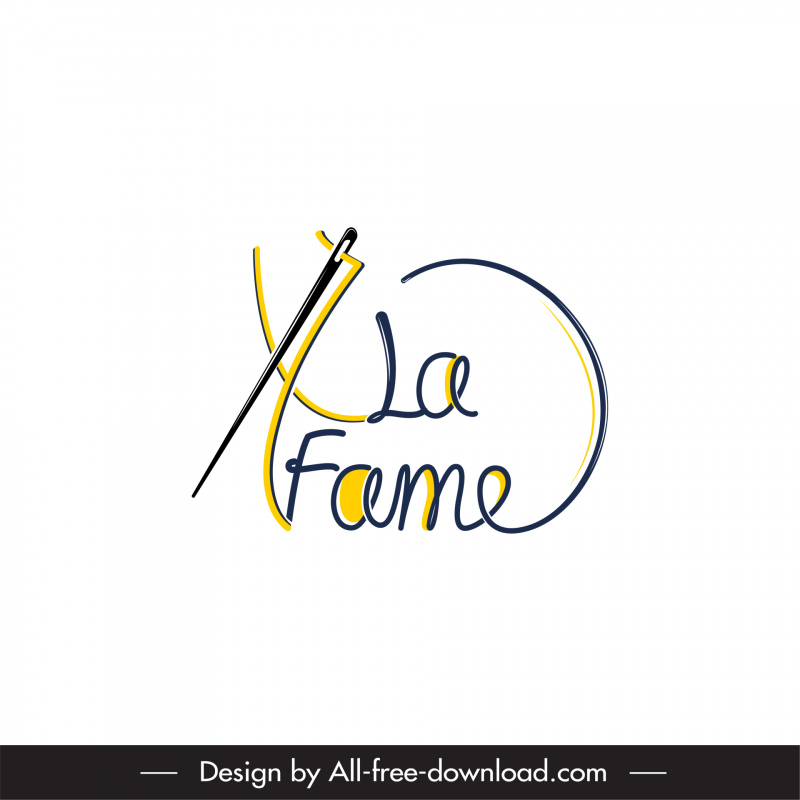 Logo x La Fame Vêtements Logotype Textes dessinés à la main Courbes Croquis