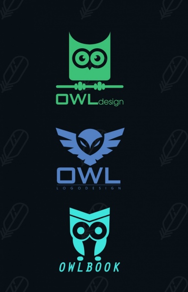 logotypy kolekcja ikony Sowa różnej płaskiej konstrukcji