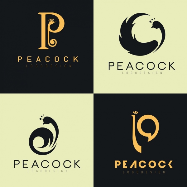 coleção de logotipos pavão ícone decoração