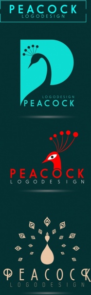 design logotipos modelo pavão ícone plana